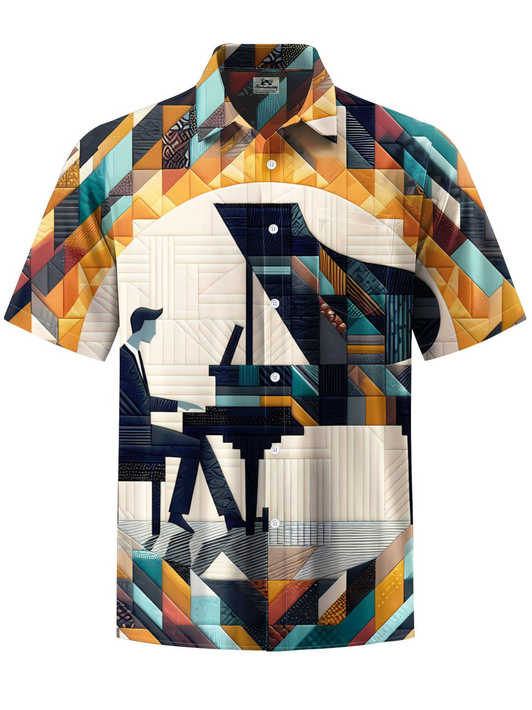 Alohadaddy® Vintage Geometric Piano Art Print Pocket Stretch Men&