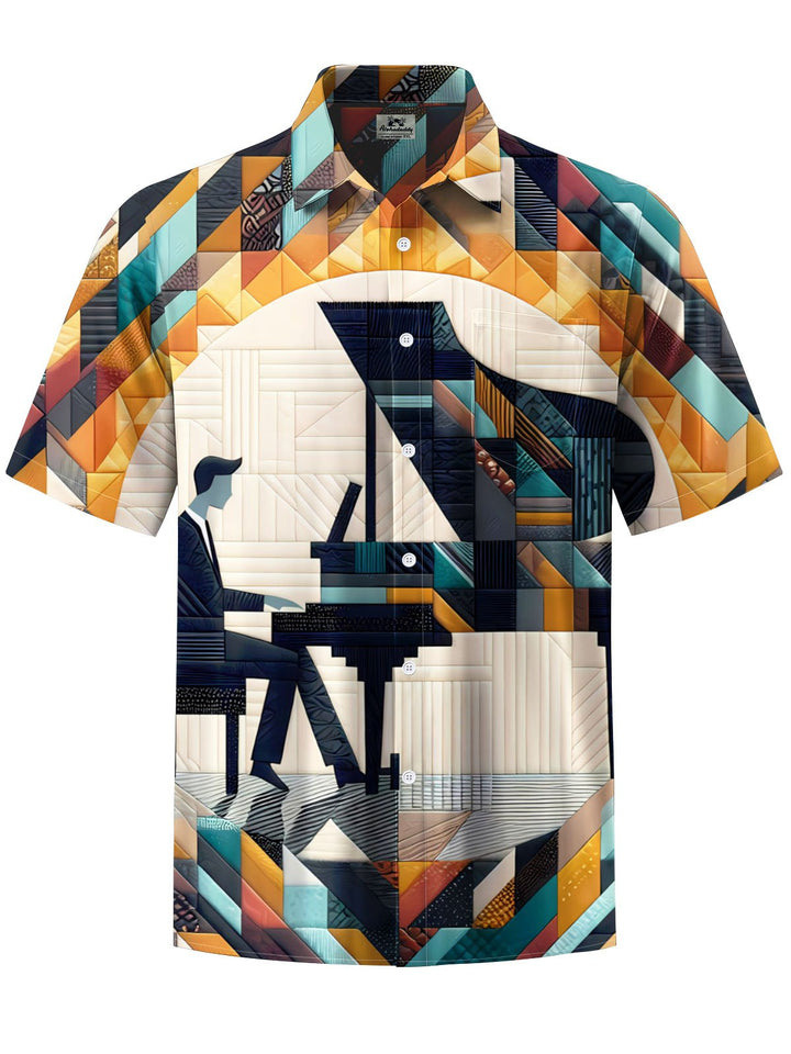 Alohadaddy® Vintage Geometric Piano Art Print Pocket Stretch Men&