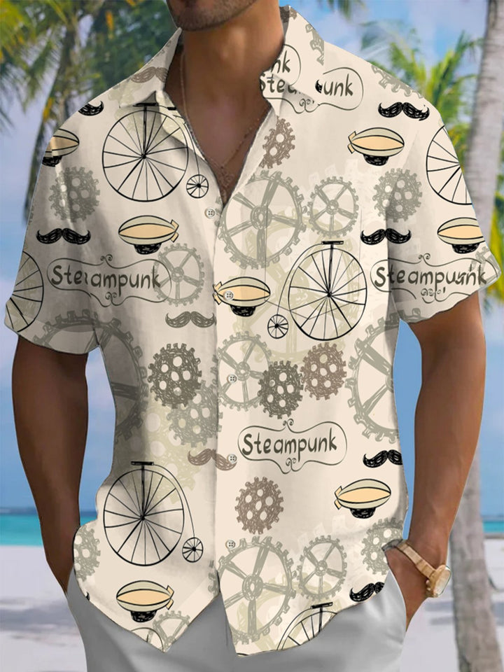 Alohadaddy® Retro Gear Mustache Ombre Print Art Pocket Stretch Men&