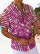Alohadaddy® Casual Plaid Ombre Print Art Pocket Stretch Men's Short Sleeve Shirt Big & Tall