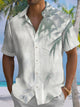 Alohadaddy® Casual Bamboo Leaf Watercolor Print Button Pocket Stretch Men's Short Sleeve Shirt Big & Tall