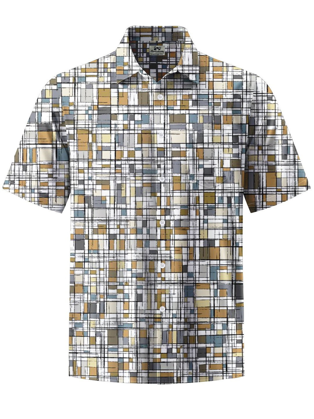 Alohadaddy® Casual Plaid Print Art Elastic Pocket Button Men&