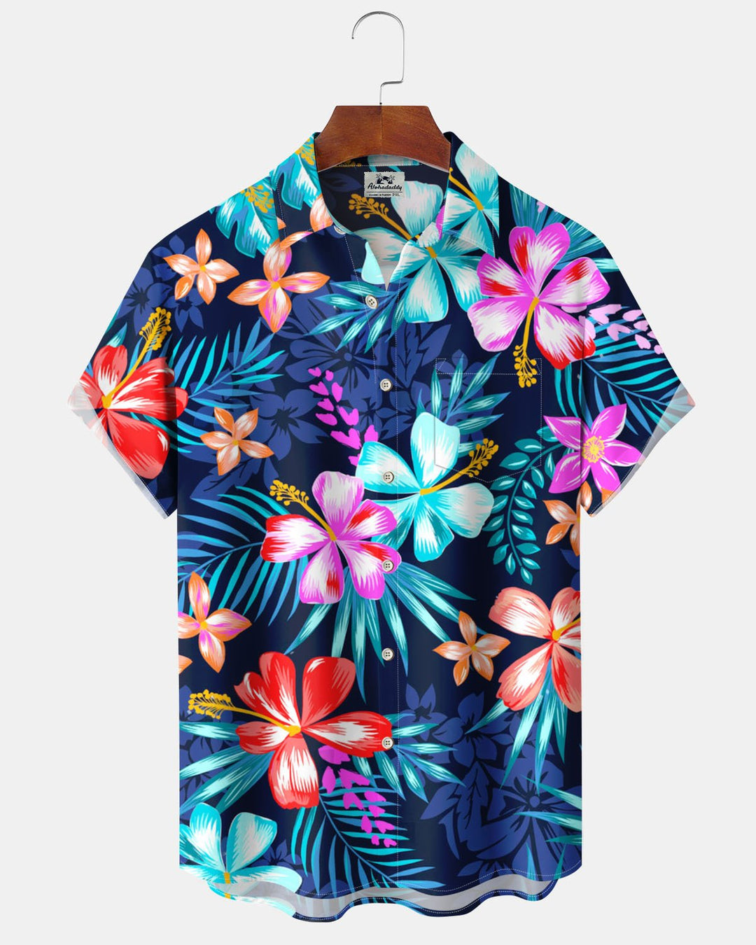 Alohadaddy® Hawaiian Floral Print Art Pocket Button Cardigan Men&