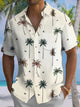 Alohadaddy Casual Collection Palm Tree Button Cardigan Pockets Fresh Stretch Polyester Short Sleeve Shirt