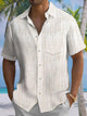 Alohadaddy® Casual Stripe Printed Chest Pocket Men's Short Sleeve Shirt Big & Tall