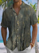 Alohadaddy® Vintage Woods Art Print Chest Pocket Mens Short Sleeve Shirt Big & Tall