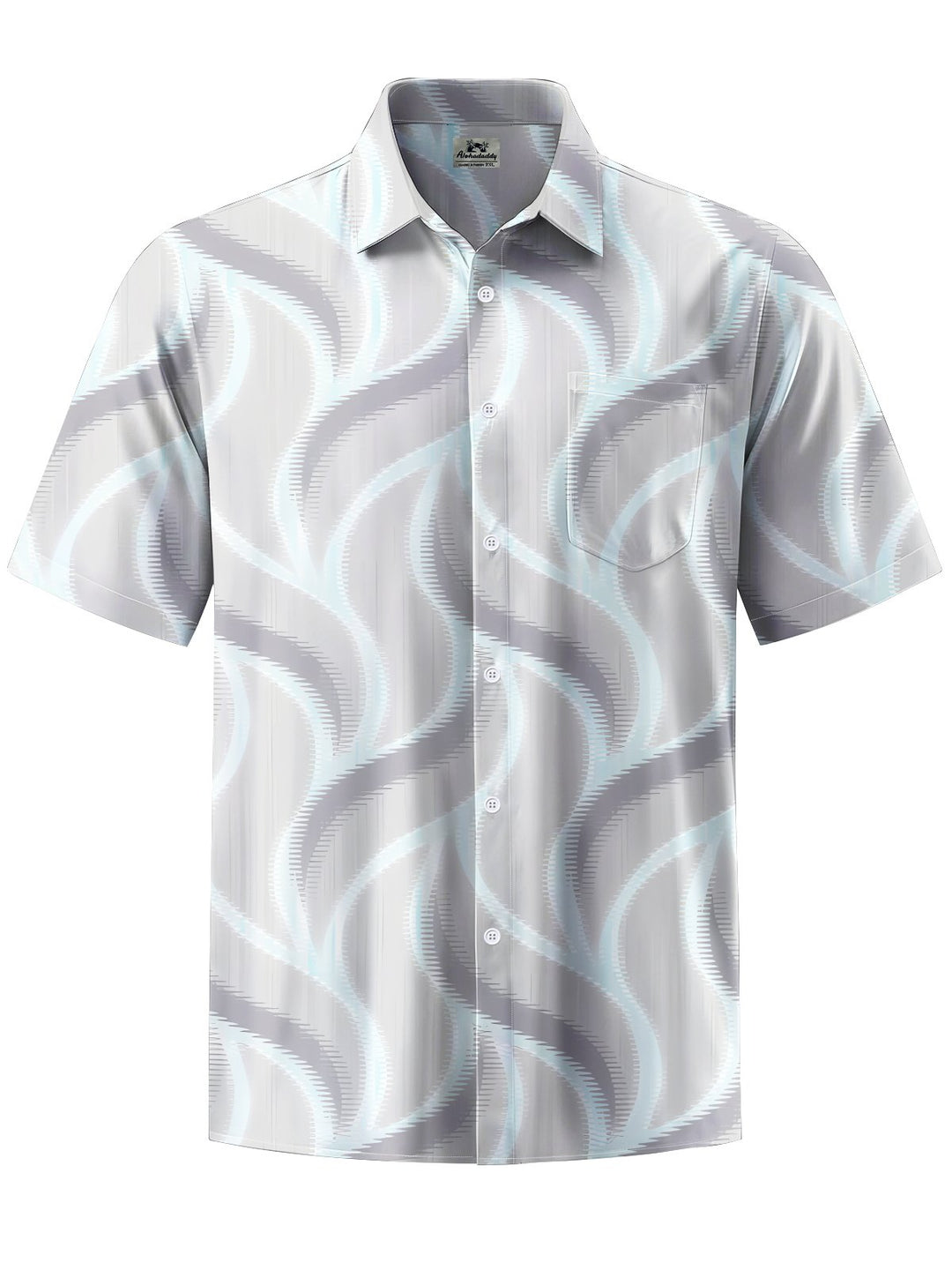 Alohadaddy® Casual Abstract Geometric Art Print Chest Pocket Men Short Sleeve Shirt Big &amp; Tall