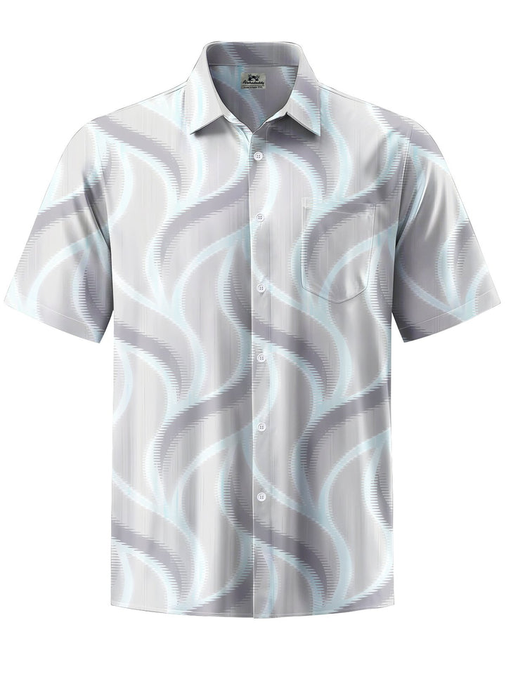 Alohadaddy® Casual Abstract Geometric Art Print Chest Pocket Men Short Sleeve Shirt Big &amp; Tall