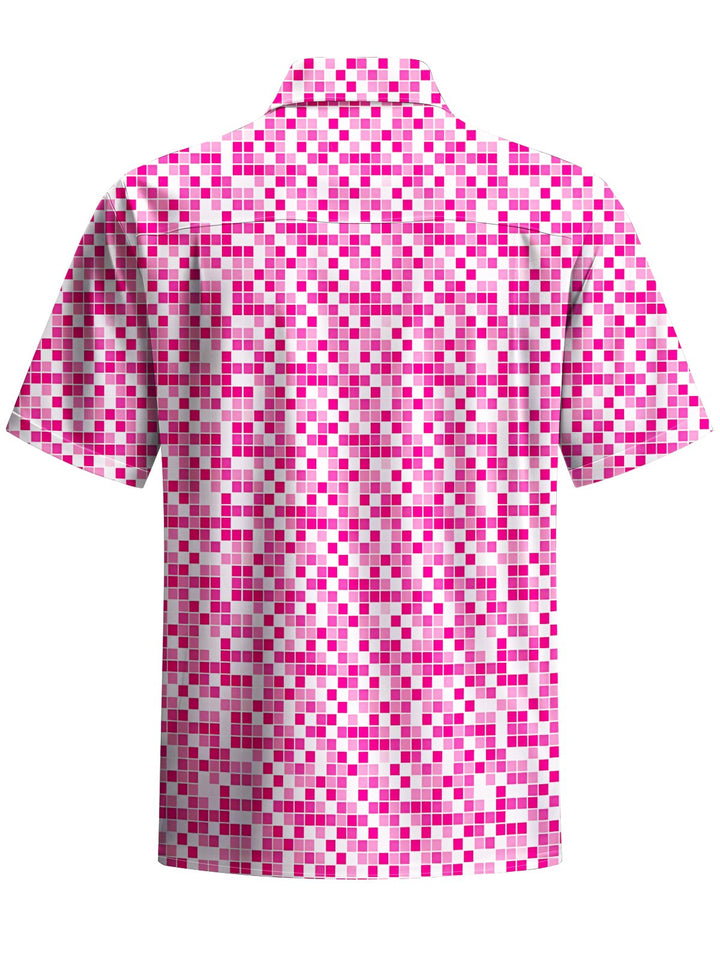 Alohadaddy® Casual Abstract Polka Dots Print Art Chest Pocket Moisture Wicking Men&