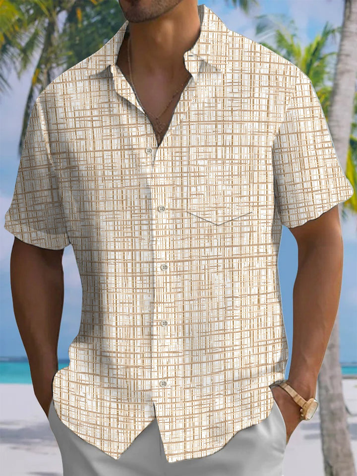 Alohadaddy® Casual Plaid Print Art Mens Moisture Wicking Short Sleeve Shirt Big &amp; Tall
