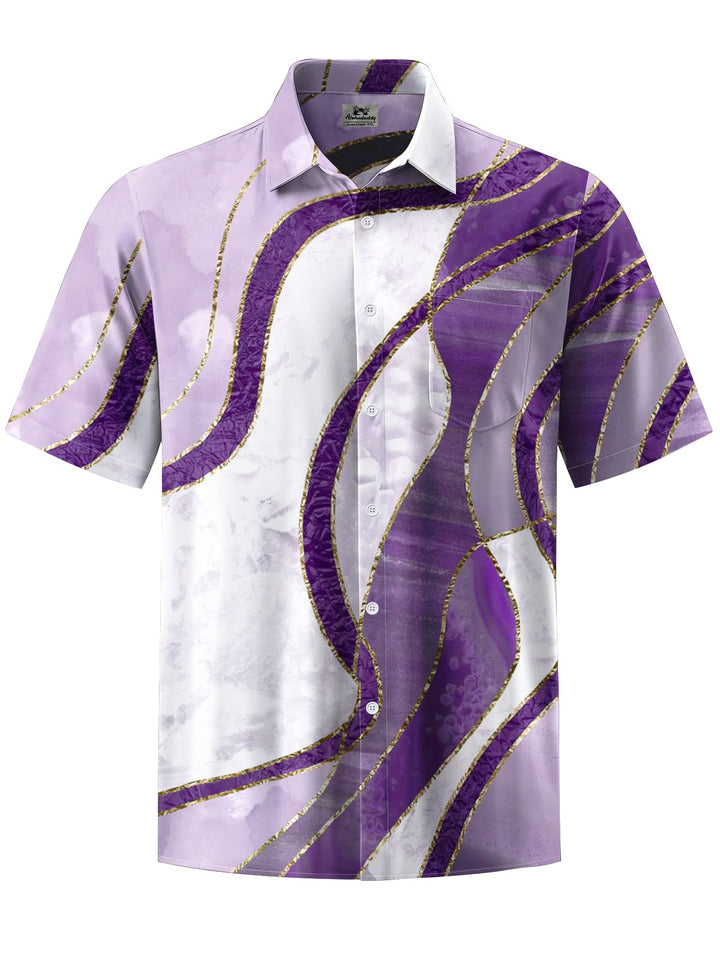 Alohadaddy® Casual Abstract Art Print Chest Pocket Men Short Sleeve Shirt Big &amp; Tall