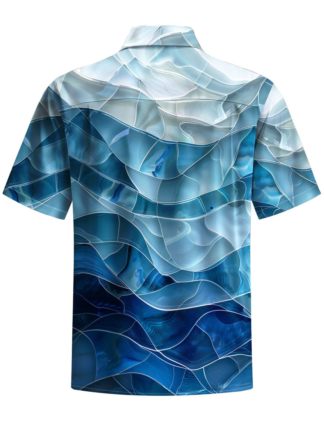 Alohadaddy® Casual Geometric Gradient Art Print Chest Pocket Mens Wicking Short Sleeve Shirt Big &amp; Tall