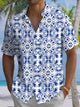 Alohadaddy® Casual Ethnic Pattern Art Print Chest Pocket Men Short Sleeve Shirt Big & Tall