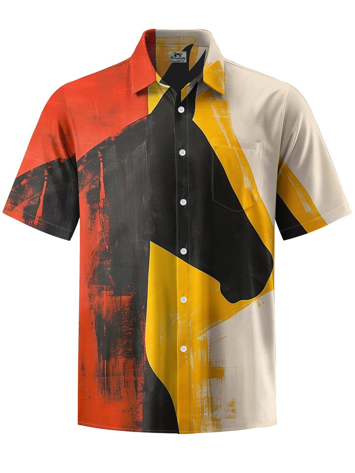 Alohadaddy® Casual Vintage Horse Chest Pocket Moisture Wicking Mens Short Sleeve Shirt Big &amp; Tall
