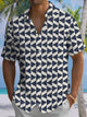 Alohadaddy® Casual Geometric Art Print Chest Pocket Men's Short Sleeve Shirt Big & Tall