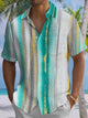 Alohadaddy® Casual Stripe Art Print Chest Pocket Stretch Men's Short Sleeve Shirt Big & Tall