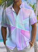 Alohadaddy® Hawaiian Geometric Stripe Art Print with Chest Pocket for Men's Stretch Short Sleeve Shirt Big & Tall