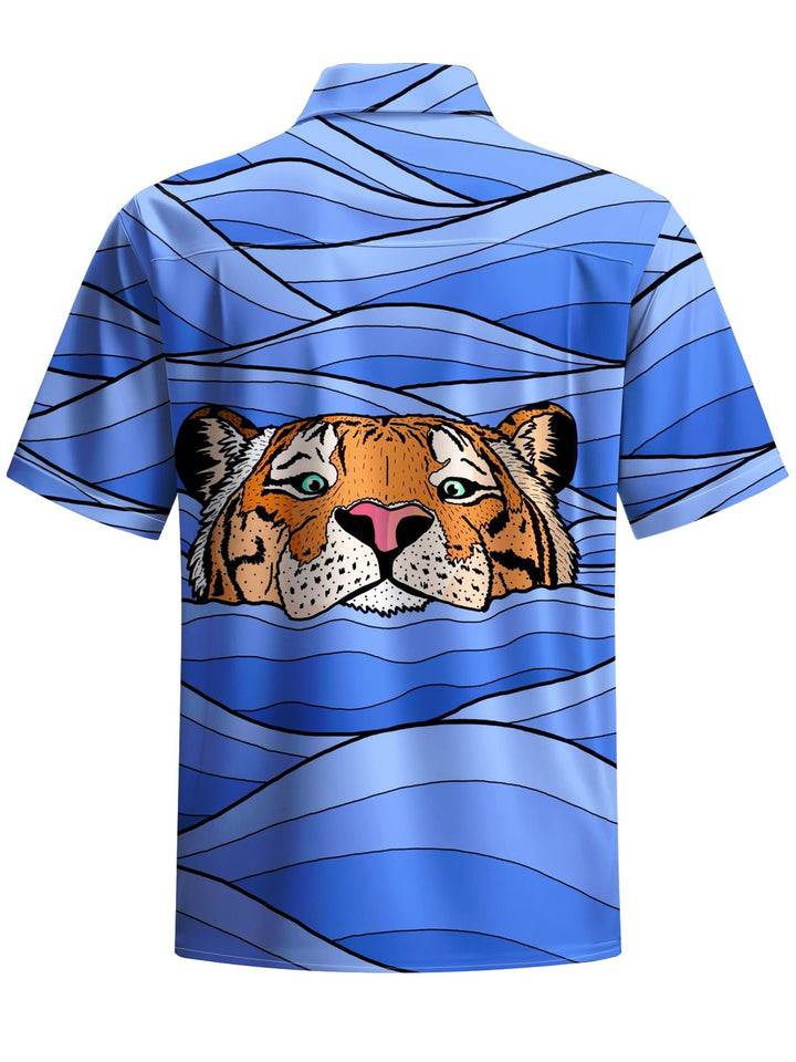 Alohadaddy® Casual Tiger Stripe Print Pocket Men&