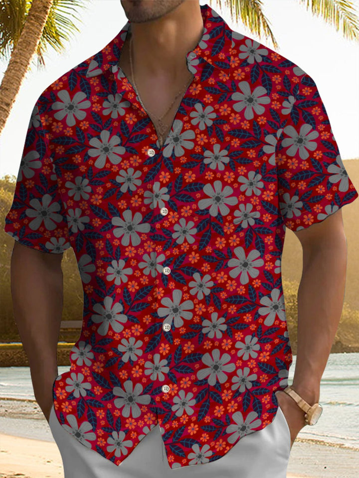 Alohadaddy® Casual Floral Print Art Pocket Stretch Men&