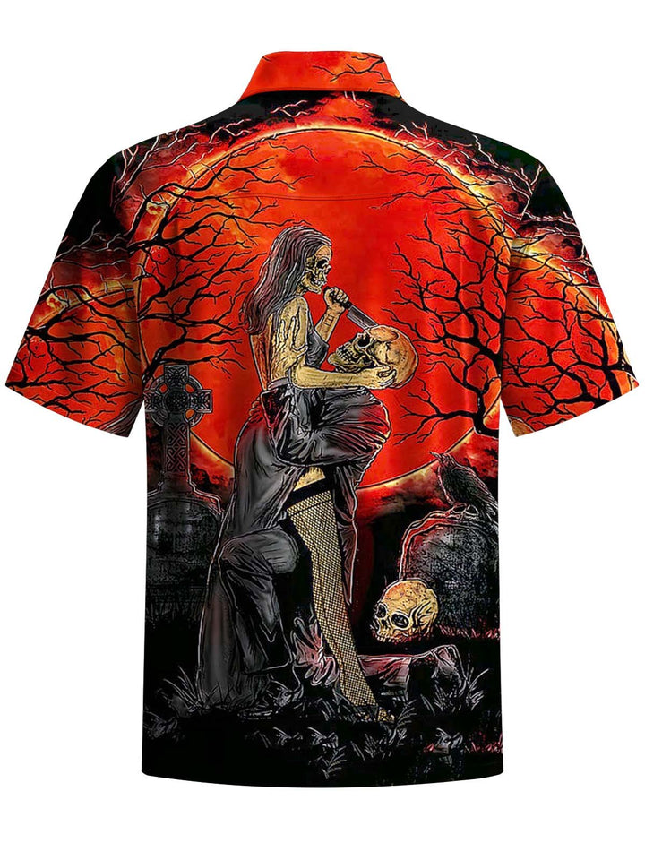 Alohadaddy® Halloween Skull Art Print Chest Pocket Men&