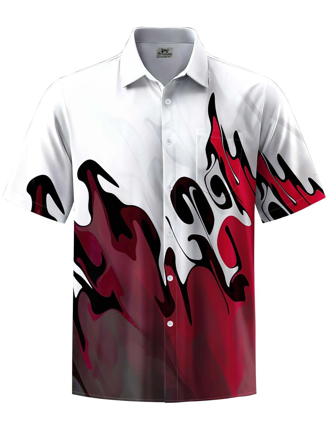 Alohadaddy® Casual Abstract Art Print Chest Pocket Men&