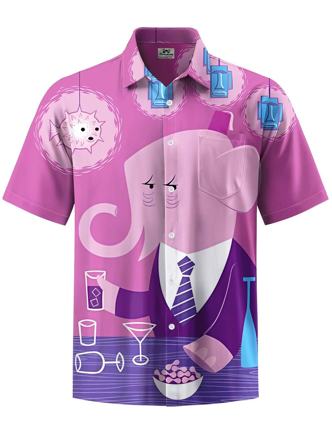 Alohadaddy® Casual Cartoon Elephant Print Pocket Stretch Men&