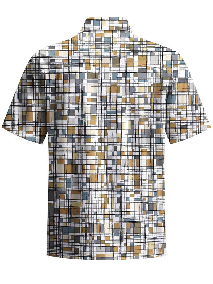 Alohadaddy® Casual Plaid Print Art Elastic Pocket Button Men&