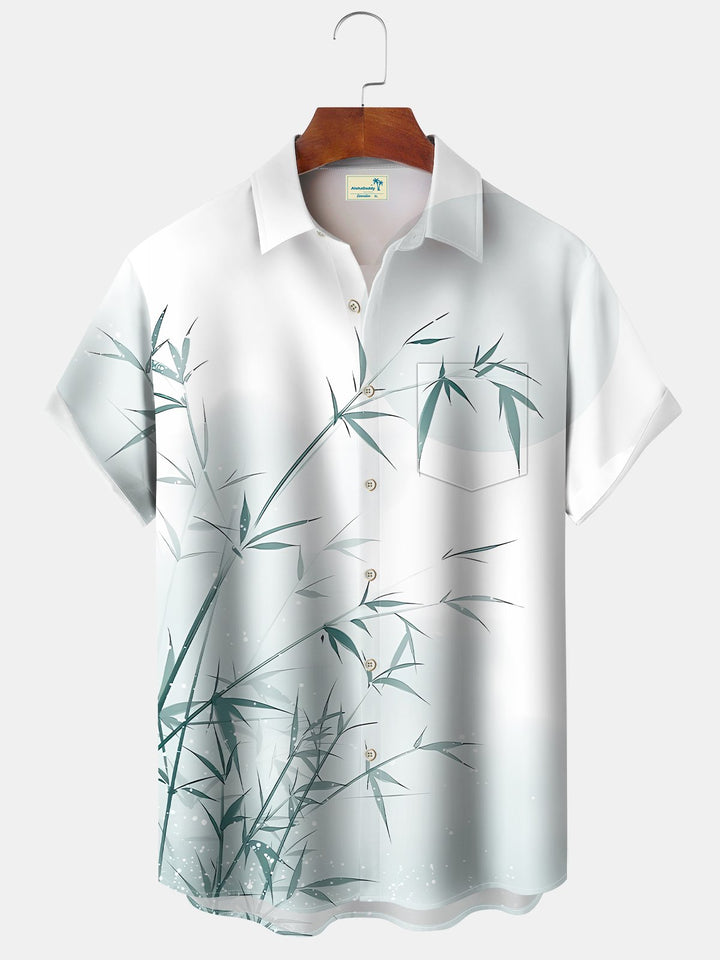 Camisa informal de verano con estampado de plantas y bambú de Alohadaddy
