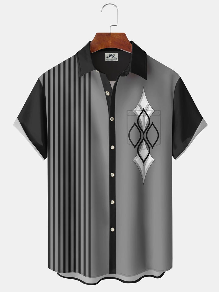 Alohadaddy Summer Ethnic Style Geometric Pattern Pocket Button Casual Vacation Men&