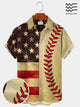 Vintage Casual Men's Baseball Holiday Hawaiian Shirts American Flag Wrinkle Resistant Seersucker Plus Size Aloha Shirts