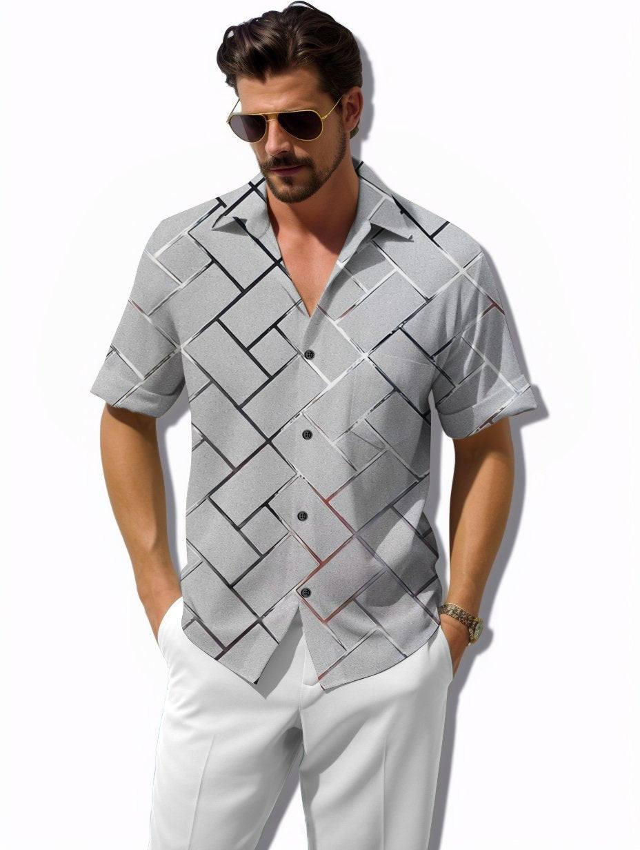 Alohadaddy Retro Geometric 3D Tech Print Men&
