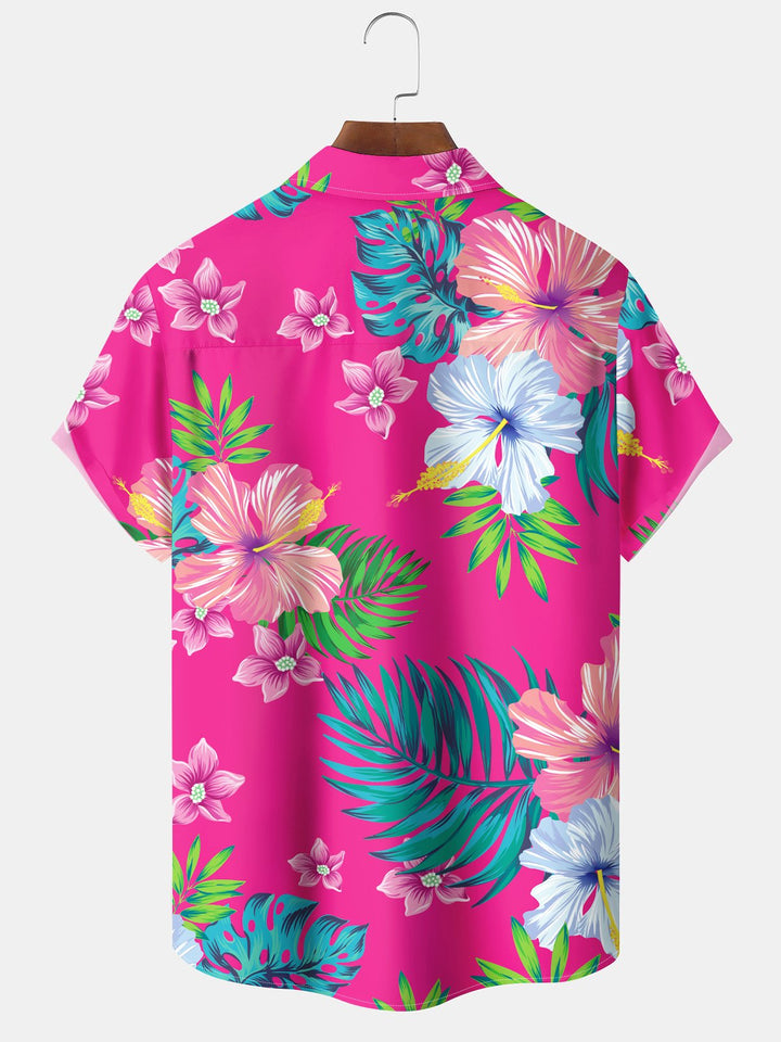 Chemise à manches courtes à imprimé floral tropical hawaïen Alohadaddy