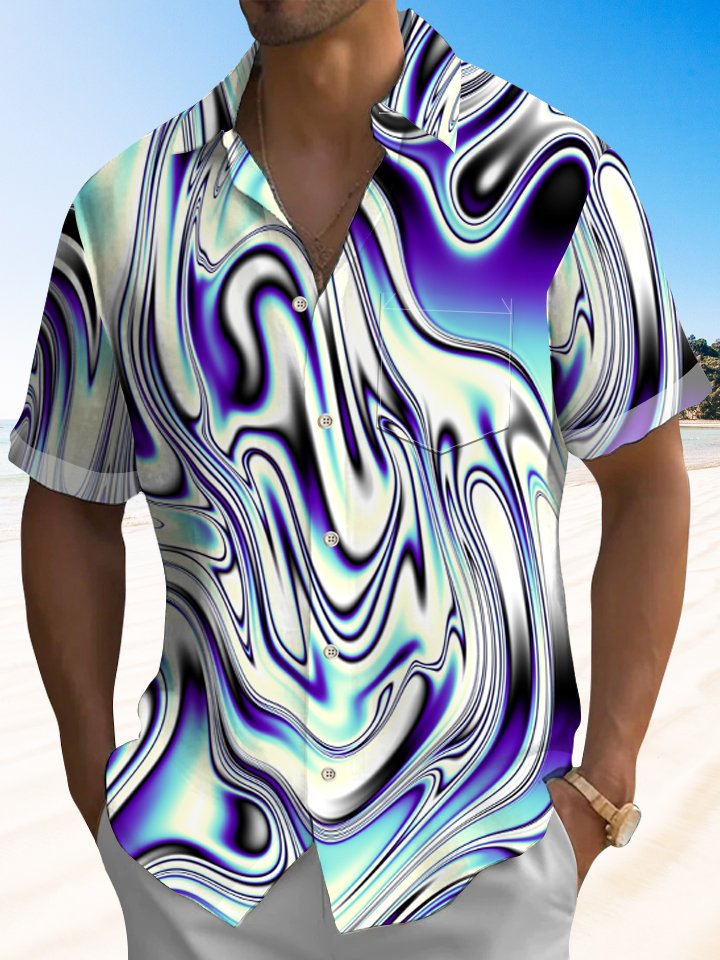 Alohadaddy Vintage Abstract Gradient Fluid Psychedelic Print Shirt