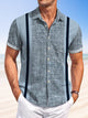 Alohadaddy Men's Vintage Textured Geometric Line Bowling Shirt