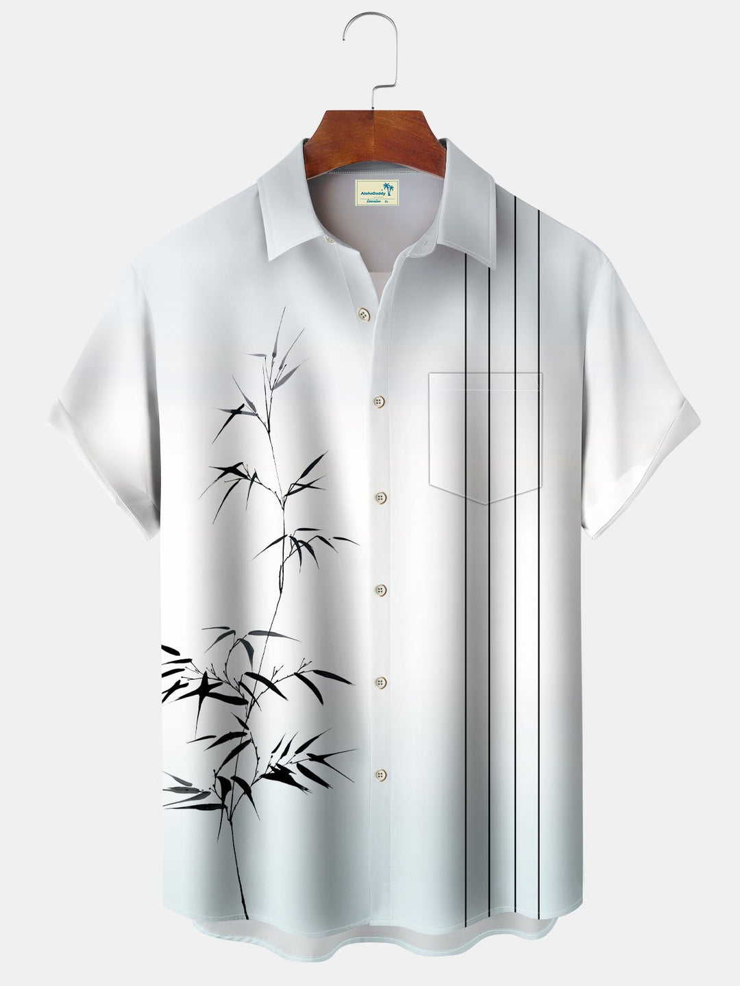 Alohadaddy Summer Plant Bamboo Commute Casual 50s Vintage Bowling Shirt