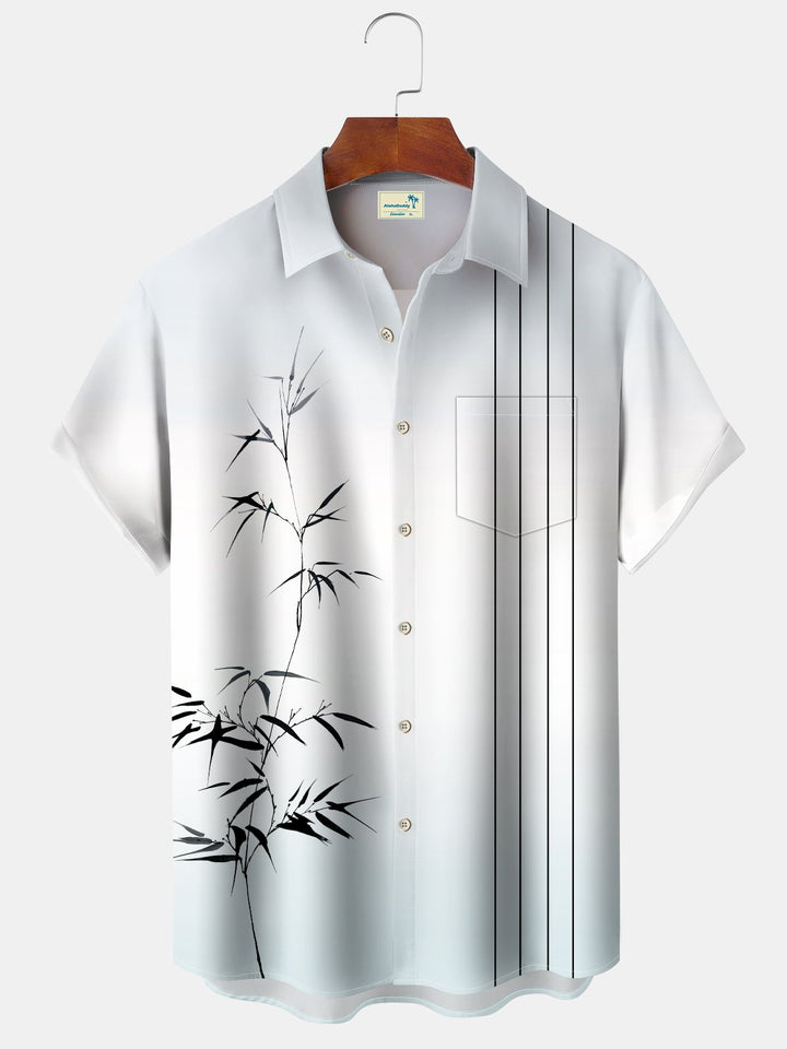 Alohadaddy Summer Plant Bamboo Commute Casual 50s Vintage Bowling Shirt