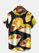 Camisa de manga corta con comida hawaiana y tacos para hombre