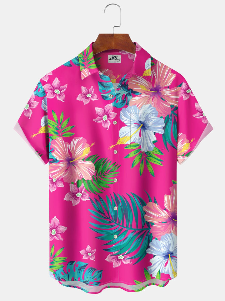 Chemise à manches courtes à imprimé floral tropical hawaïen Alohadaddy