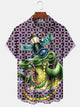 Alohadaddy Holiday Vintage Mardi Gras Geometric Crocodile Beaded Mask Shirt