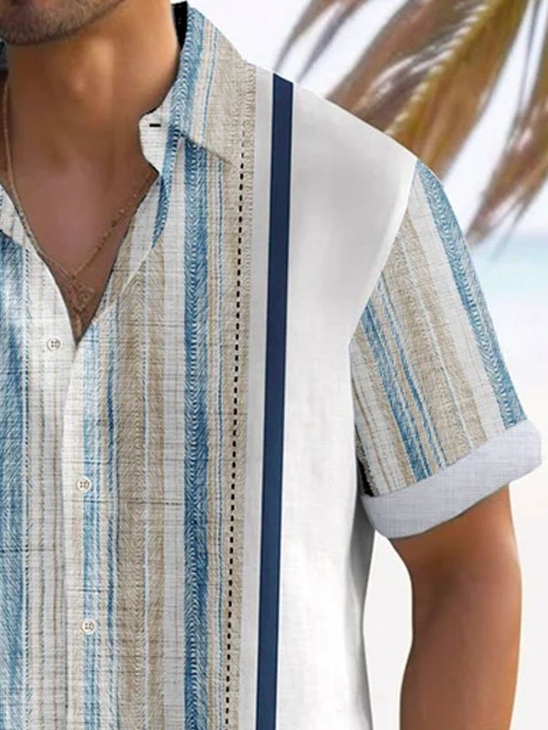 Alohadaddy Retro Gradient Bowling Splicing Printed Men&