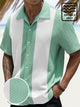 Camisa de manga corta con bolsillo abotonado y estampado digital 3D de los años 60 con contraste de colores para hombre de Alohadaddy, estilo retro básico de bolos, tallas grandes y altas