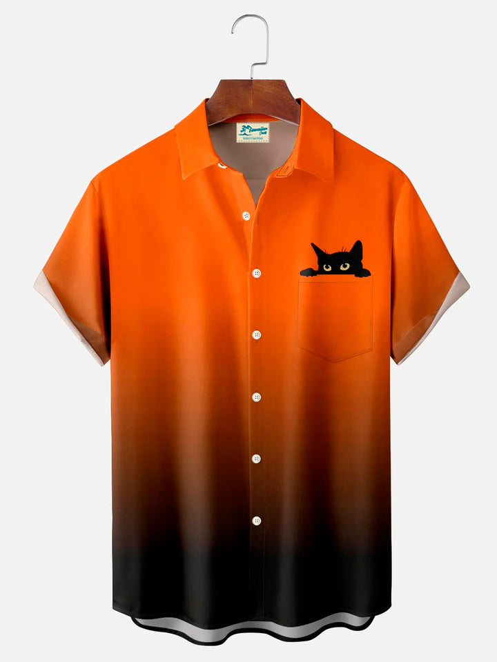 Alohadaddy Retro Halloween Cat Gradient 3D Digital Print Men&