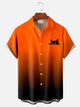 Alohadaddy Retro Halloween Cat Gradient 3D Digital Print Men's Button Pocket Short Sleeve Shirt Big & Tall