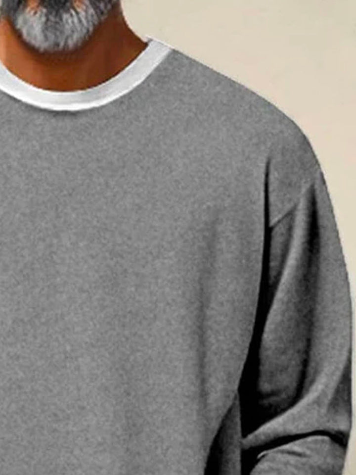Sudadera básica lisa informal de manga larga y cuello redondo para hombre de Alohadaddy