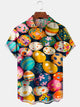 Alohadaddy Easter Egg Print Art Pocket Buttons Plus Size Stretch Shirt