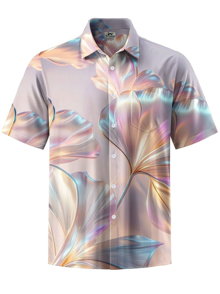 Alohadaddy® Hawaiian Leaves Print Chest Pocket Mens Short Sleeve Shirt Big &amp; Tall