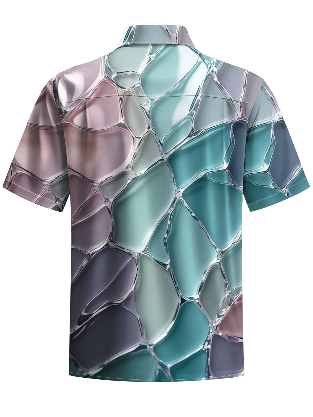 Alohadaddy® Hawaiian Glass Geometric Print Art Chest Pocket Men&