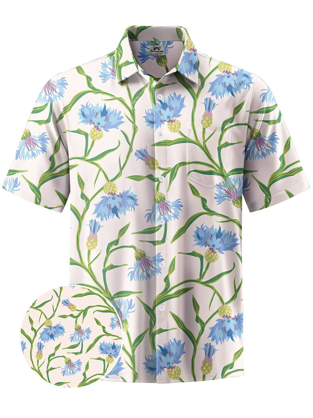 Alohadaddy® Hawaiian Flowers Art Print Chest Pocket Mens Short Sleeve Shirts Big &amp; Tall