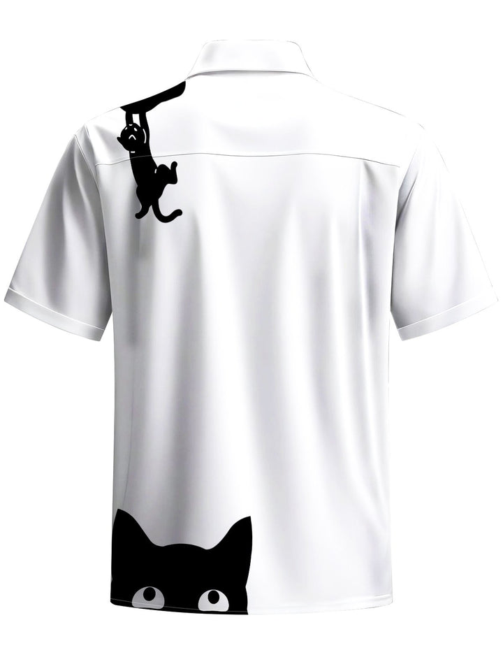Alohadaddy® Casual Cat Art Print Mens Moisture Wicking Short Sleeve Shirt Big &amp; Tall