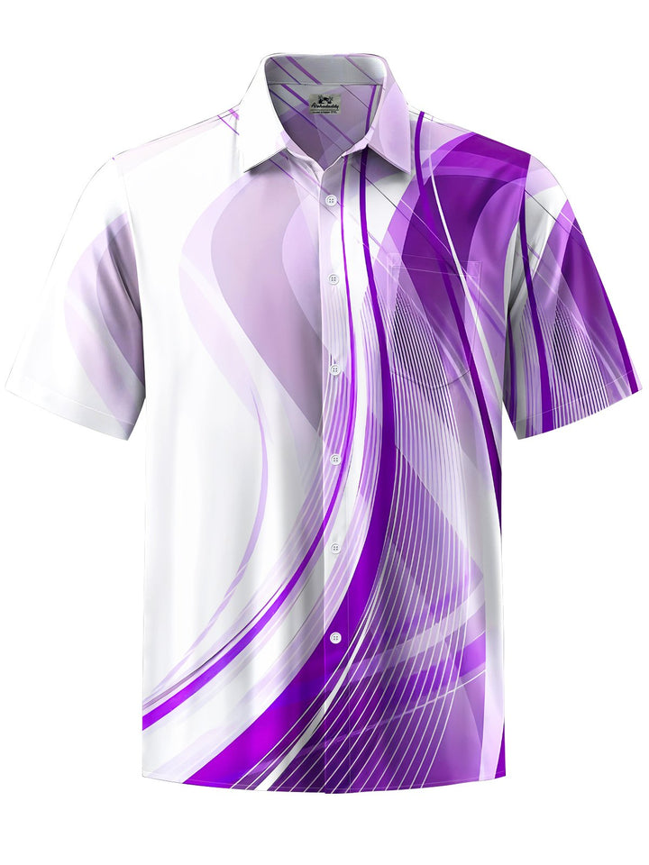 Alohadaddy® Casual Stripe Art Print Chest Pocket Mens Short Sleeve Shirt Big &amp; Tall